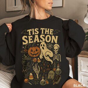 Retro Halloween Sweatshirt, Tis' the Season, Vintage Halloween Pumpkin Ghost